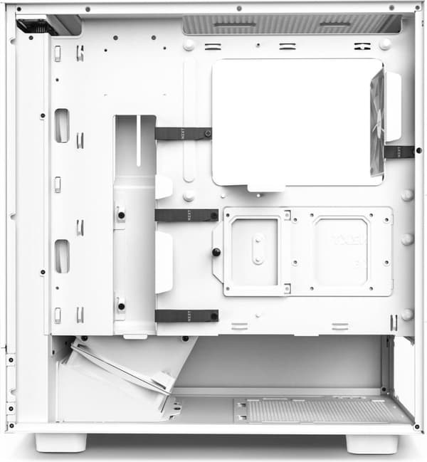 NZXT H5 FLOW Hvid - Midtower model - Mini-ITX, Micro-ATX, ATX - ingen strømforsyning - SGCC stål, hærdet glas - Hvid