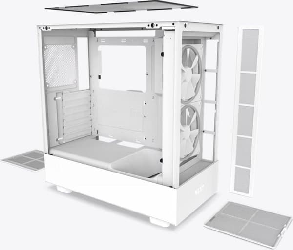 NZXT H5 ELITE Valkoinen - Keskitornimalli - Mini-ITX, Micro-ATX, ATX - ei virtalähdettä - SGCC teräs, karkaistu lasi - valkoinen