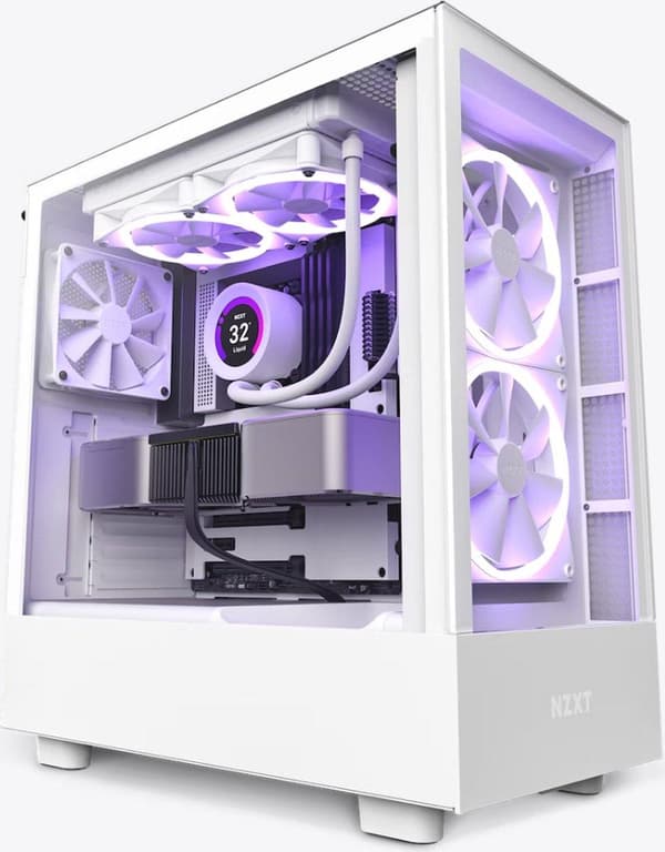 NZXT H5 ELITE Vit - Mellantornsmodell - Mini-ITX, Micro-ATX, ATX - ingen strömförsörjning - SGCC stål, härdat glas - Vit Vit