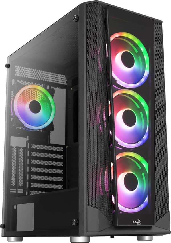 Aerocool Prism ARGB. Type: PC, Farve på produkt: Sort, Understøttede bundkortformfaktorer: ATX, micro ATX, Mini-ITX. Understøttede strømforsyningsform Sort