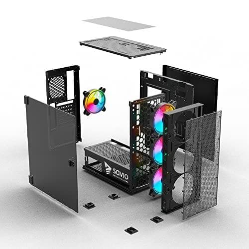 SAVIO PC-fodral Raptor X1 ARGB Glas/Mesh Svart