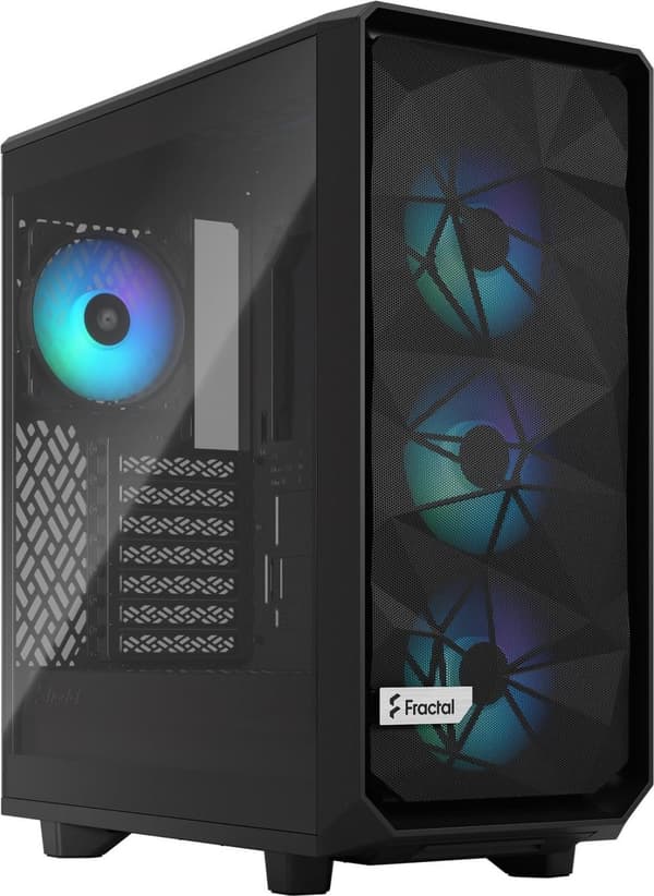 Fractal Design Meshify 2 Compact Lite - Midtower - ATX - sidepanel med vindue (hærdet glas) - ingen strømforsyning (ATX) - Sort TG Light Tint - USB/Au Sort