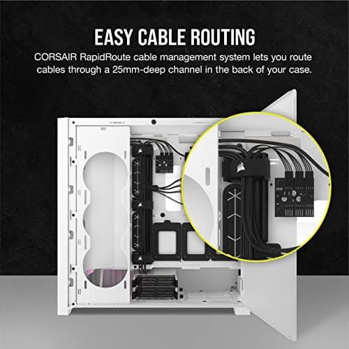 Corsair iCUE 5000D RGB Airflow Mid Tower Case, ægte hvid - 3 × AF120 RGB Elite fans, iCUE Lighting Node PRO lysstyring - High Air Flow Construction -