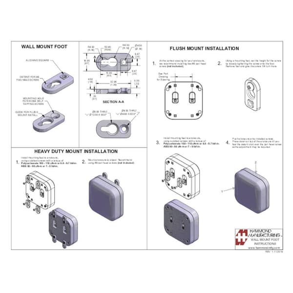 Hammond Electronics 1556FOOTWH-4 Monteringsfot ABS plast Vit (L x B x H) 51 x 51 x 5 mm 4 st