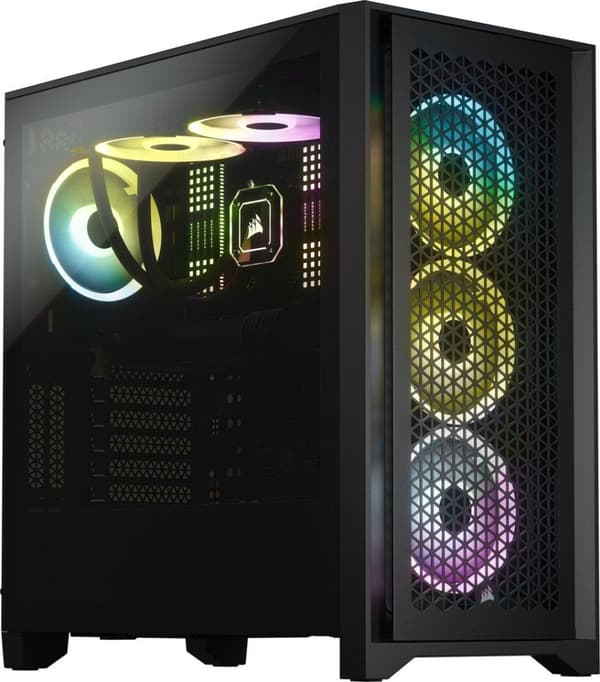 CORSAIR iCUE 4000D RGB Airflow - Keskitorni - E-ATX - ikkunallinen sivupaneeli (karkaistu lasi) - ei virransyöttöä (ATX) - musta - USB/Audio (CC-90112