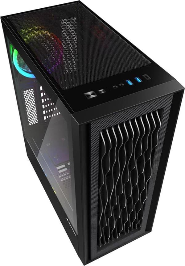 Sharkoon RGB Wave - Tower - ATX - sidopanel med fönster (härdat glas) - ingen strömförsörjning - USB/ljud