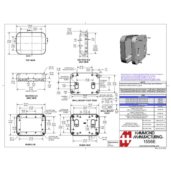 Hammond Electronics 1556EWH Universalhölje 160 x 120 x 45 ABS plast Flamhämmande Vit 1 st