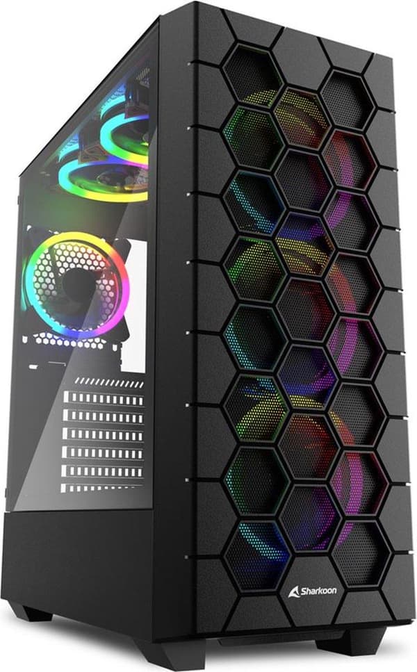 ATX Semi-toren doos Sharkoon RGB HEX Svart Svart