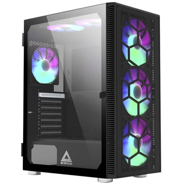 MONTECH X3 Glass Midi-Tower Datorchassi GAMER Svart Svart