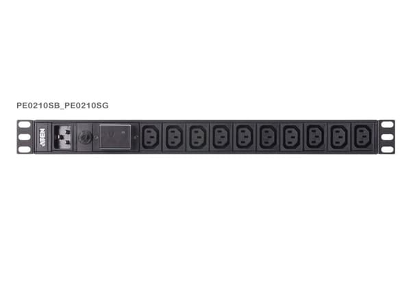 ATEN Basic PDU Series PE0210SG - Strømfordelingsenhed (rack - monteres) - AC 100-240 V - 3840 VA - Indgang, input IEC 60320 C20 - Udgangsporte: 10 (10