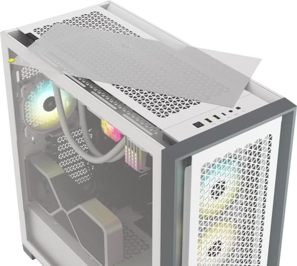 CORSAIR iCUE 5000D RGB Airflow - Mellemtårn - E-ATX - Sidepanel med vinduer (hærdet glas) - ingen strømforsyning (ATX) - True White - USB/Audio (CC-90