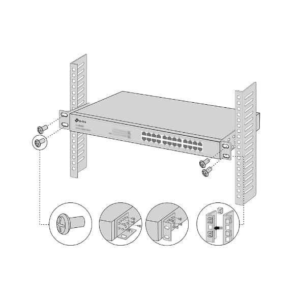 TP-Link - rackmonteringssæt - 48,3 cm (19") - til DeltaStream DS-P7001-08, JetStream TL-SG2218, SG3210, SG3428, SG3452, SX3016, Omada ER8411 (RACKMOUN