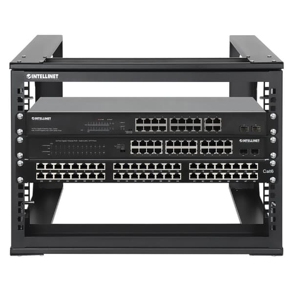 Intellinet - åbent rammeskab - 2 stolper - velegnet til vægmontering - sort, RAL 9004 - 6U - 48,3 cm (19")
