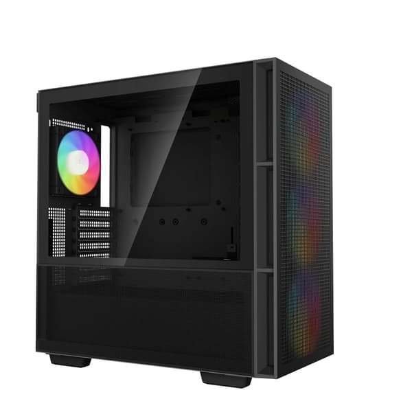 DeepCool CH560. Formfaktor: Midi Tower, Type: PC, Farve på produkt: Sort. Strømforsyningsplacering: Gulv, Understøttede strømforsyningsformfaktorer: A Sort