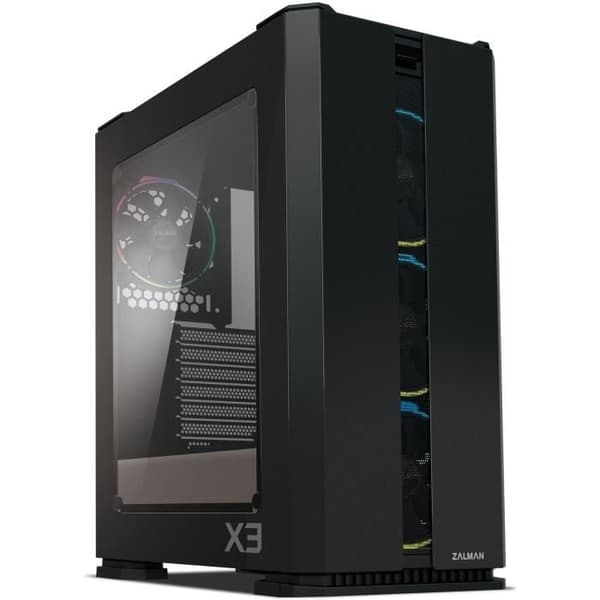 ZALMAN X3 PC CASE - Medium Tower - RGB - Svart - Härdat glas - ATX-format (X3BK) Svart
