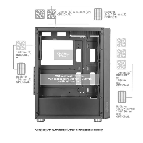 Mars Gaming MC-3000 Computer case ATX / 4x FAN