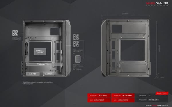 Mars Gaming MC-S2 PC Case mATX / FRGB / Window / MESH