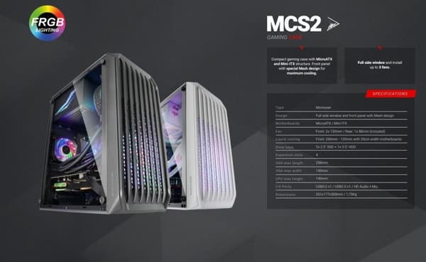 Mars Gaming MC-S2 PC Case mATX / FRGB / Window / MESH