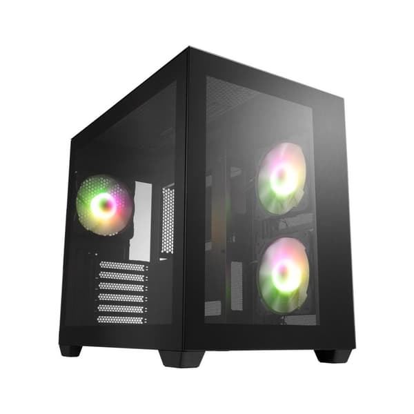 Case FSP CMT380 Black ARGB TG, ATX Mid Tower, Black Sort