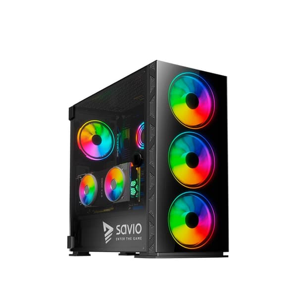 SAVIO PC Case Prime X1 ARGB Glas Sort