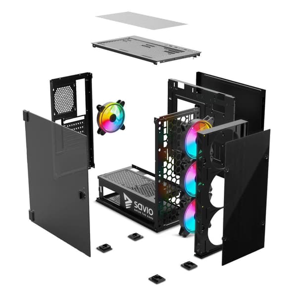 SAVIO PC Case Prime X1 ARGB Glas Sort