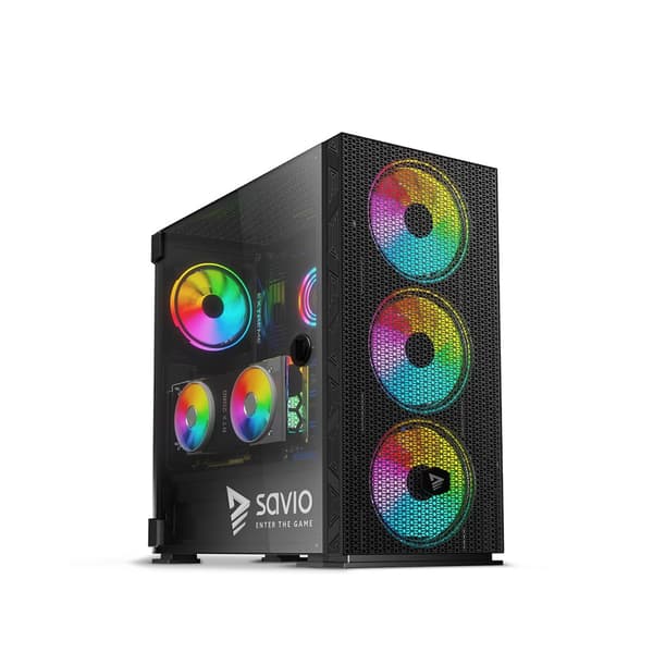 SAVIO PC-fodral Raptor X1 ARGB Glas/Mesh Svart