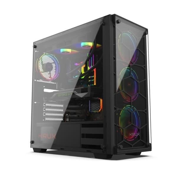 KRUX KRX0007 stationär CPU - Svart - ATX - 3 interna fack - 16,5 cm kylare - 37,5 cm grafikkort Svart