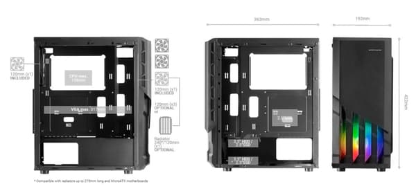 Mars Gaming MC-X2 Computer case ATX / Steel Front / FRGB 2x FAN / Windows