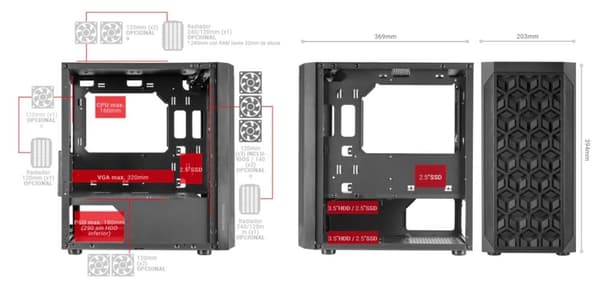 Mars Gaming MCMESH Computer case ATX / FRGB 3x FAN / MESH