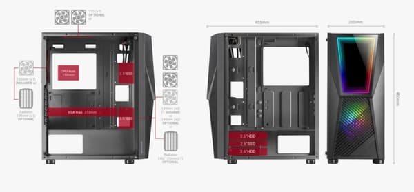 Mars Gaming MC777 Computer case ATX / 2x FRGB FAN / RGB 17x