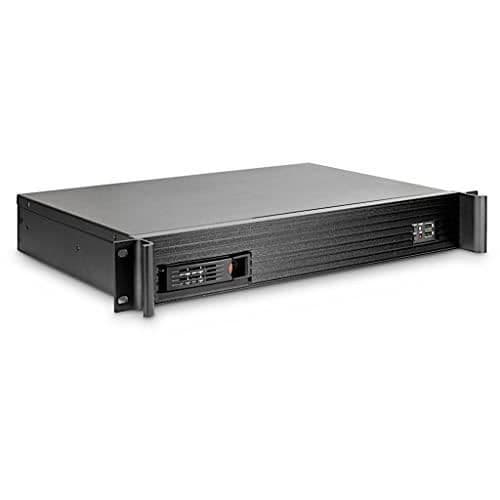 INTERTECH Mini ITX 1.5U-1528-1 fodral - 2 x 60 mm fläktar - Fram i aluminium Svart