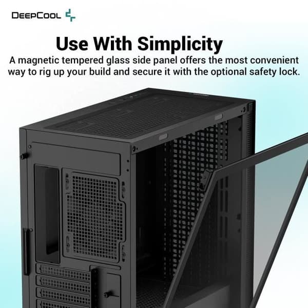 PC-fodral utan strömförsörjning - DEEPCOOL CH370 (svart) - Minitorn - Micro-ATX-format