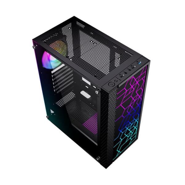 Gembird Fornax 2500 ARGB Gaming ATX tietokonekotelo, Midi Tower, taustavalo, musta