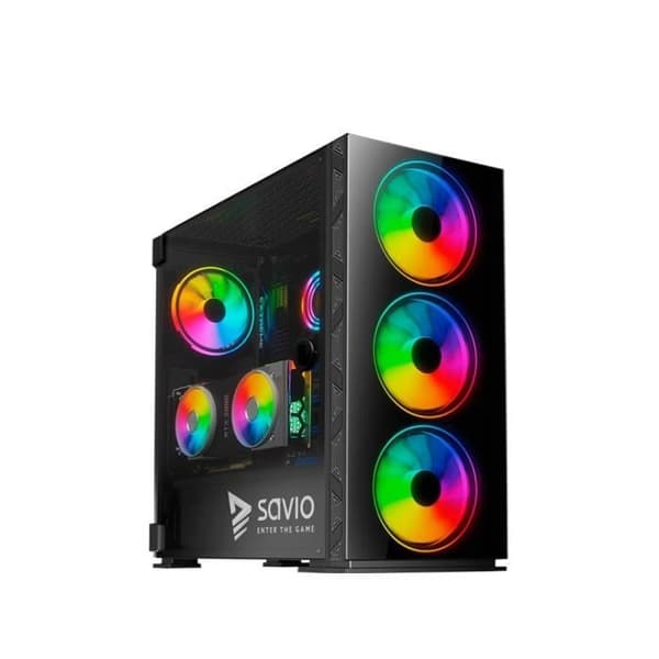 SAVIO PRIME X1 ARGB PC-fodral i svart glas