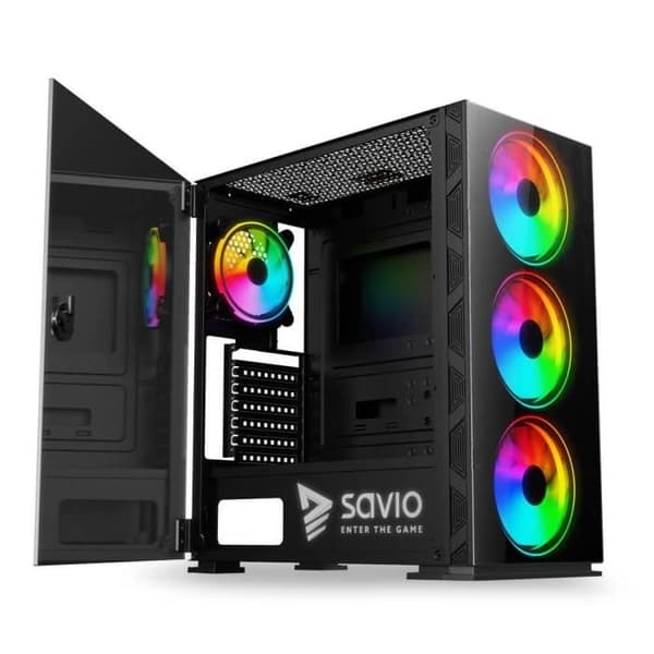 SAVIO PRIME X1 ARGB PC-fodral i svart glas