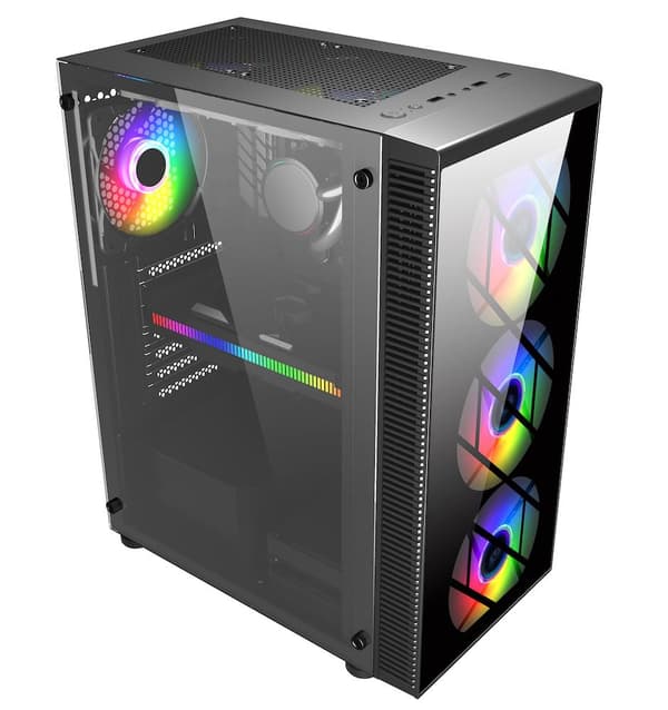 Case FSP CMT192 TG ATX Mid Tower, Black Svart