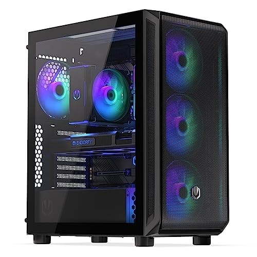 Endorfy Arx 500 ARGB - PC taske - ATX - sidepanel med vindue (hærdet glas) - ingen strømforsyning - sort - USB/Audio (EY2A011) Sort