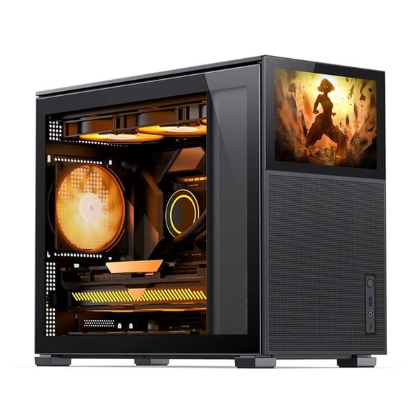 JONSBO D31 MESH SCREEN MATX GEHÄUSE, HÄRDAT GLAS - SCHWARZ Svart