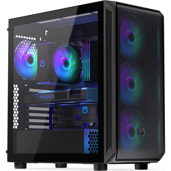 Endorfy Arx 700 ARGB Mid Tower ATX-kabinet med vindue, sort Sort
