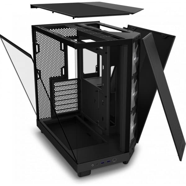 NZXT H6 Flow RGB ATX -chassi med panorama fönster, svart