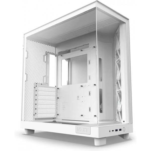 NZXT H6 Flow RGB ATX-kabinet med panoramavindue, hvid
