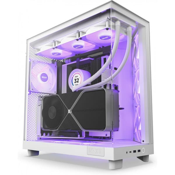 NZXT H6 Flow RGB ATX-kabinet med panoramavindue, hvid