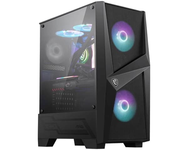 MSI MAG FORGE 100R Mid Tower Gaming Computer Case 'Black, 2x 120mm ARGB PWM Fan, 1x 120mm Fan, 1-6