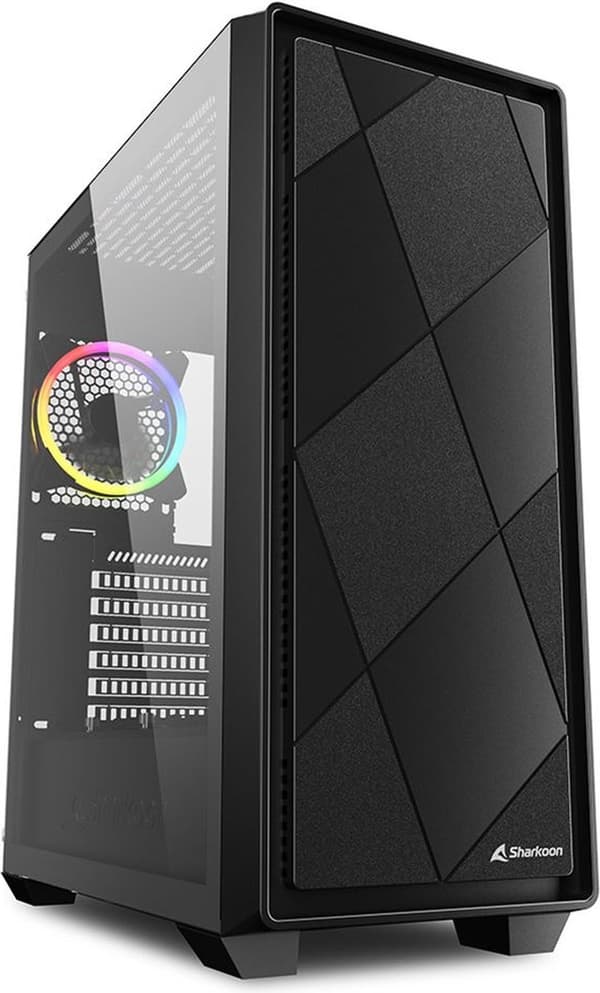 Sharkoon VS8 RGB, Midi Tower, PC, Sort, ATX, micro ATX, Mini-ITX, Hærdet glas, 15,8 cm Sort