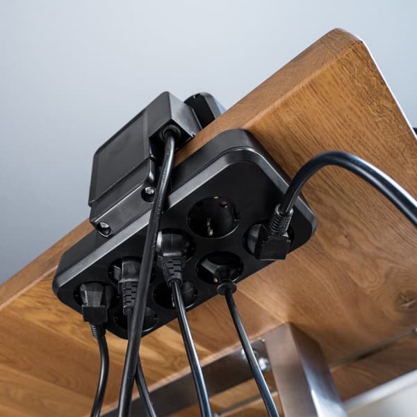 Brennerstuhl estilo Duplex strømskinne 1x USB CA 10x jordede stik - Duplex - Sølv, Sort