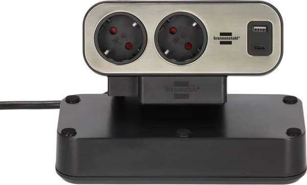 Brennerstuhl estilo Duplex strømskinne 1x USB CA 10x jordede stik - Duplex - Sølv, Sort
