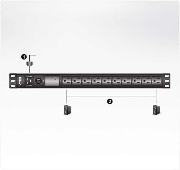 ATEN PE0209SG 1U 9-ports basic PDU 8x C13 1x C19 16A