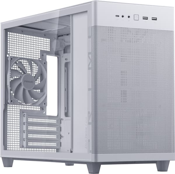ASUS Prime AP201 TG Micro-ATX-kabinet med vindue, hvid Hvid