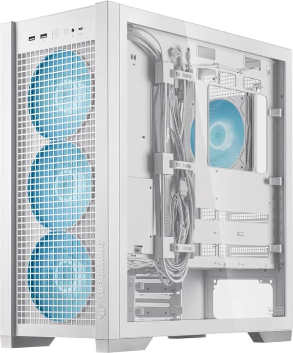 ASUS TUF Gaming GT302 TG ARGB ATX-kabinet med vindue, hvid