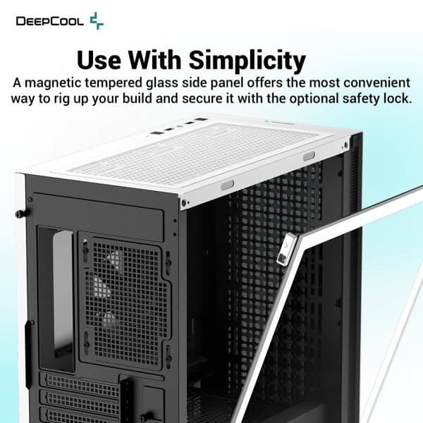 PC-fodral utan strömförsörjning - DEEPCOOL CH370 (Vit) - Minitorn - Micro-ATX-format